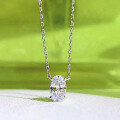 wholesale 925 Silver ZHUO ZHI FAN Jewelry New Oval 5*8 Rice-Shaped Necklace for Women High-Carbon Diamond Stackable Collarbone Chain Pendant-0-2