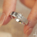 S925 Sterling Silver Moissanite Ring, 1 Carat Proposal, White Gold Plated, Men's 05 Carat-0-1