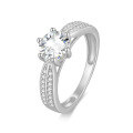 wholesale 925 silver rhodium-plated 1-carat star moissanite ring for women, imported moissanite, tarnish-resistant-0-6