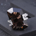 wholesale 925 Silver Luxurious High-End Natural Smoky Quartz Ring with Fashionable Design and Irregular Large Carat Natural Gemstone-0-1