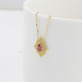 wholesale 18k Gold ArtLi Jewelry Manufacturer Wholesale Fashion Trendy Niche Versatile Luxury Style Hollow Ruby Necklace-0-3