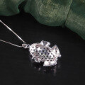 wholesale S925 Sterling Silver Natural Wind Animal Element Frog Pendant with Natural Garnet and Topaz Necklace Pendant-0-1
