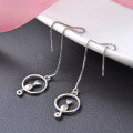 wholesale 925 Sterling Silver Small Cat Tassel Earrings for Women, Korean Style Minimalist Elegant Long Moon Cat Ear Thread Jewelry Wholesale-0-3