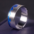 wholesale 925 Silver Designer Couple's Open Ring with Wave Element, Natural Style Design, Inlaid Gemstone and Enamel-0-4