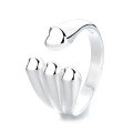 wholesale S925 Sterling Silver Asymmetrical Heart-shaped Open Ring, Fresh, Sweet, Cute, and Exquisite Style Index Finger Ring-0-4