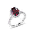 wholesale S925 Sterling Silver Vintage Oval Ring with Natural Crystal Garnet 7*9mm Topaz Rainbow Ring-0-2