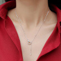 wholesale S925 Sterling Silver Moissanite Interlocking Pendant Necklace for Women with Chain, Ready to Ship-0-3