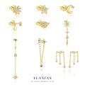 wholesale S925 Sterling Silver Cross-border Wholesale Star Moon Micro-Inlaid Tassel Earring Set-0-1
