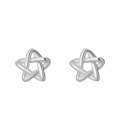wholesale 999 Sterling Silver Pentacle Star Stud Earrings for women -0-3