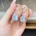 wholesale S925 Sterling Silver Aquamarine Earrings Square Full Diamond Ear Jewelry, Ins Style Simple and Versatile Non-Fading Ear Studs Wholesale-0-6