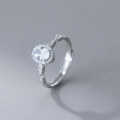 wholesale S925 Sterling Silver Fresh Sweet Ins Style Small and Unique Design Four-Claw Oval Diamond Ring R02694-0-3