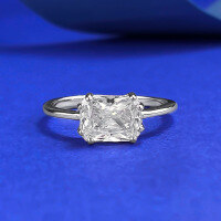 wholesale S925 Sterling Silver European and American Style Rectangular Geometric Ring, Minimalist Daily Versatile Ins Style Cross-Border Design-R1399 White Diamond Ring Size 6