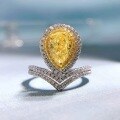 wholesale S925 Silver New 6*9 Teardrop Ring with High Carbon Diamond Powder and Yellow Diamond for Women,Ins Style-0-6