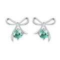 wholesale Metal Material: S925 Sterling Silver Cross-border Wholesale Cute High-end Bow Earrings with Moissanite Ear Studs, Silver Jewelry-0-9