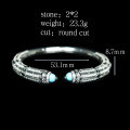 wholesale 925 Silver Gold-Plated High Carbon Diamond Simulant Synthetic Blue Turquoise Art Deco Jewelry Bracelet for Women-0-2