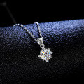 925 Sterling Silver 1-Carat Moissanite Pendant Necklace, Classic Four-Prong Women's Clavicle Chain-0-1