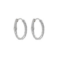 wholesale S925 sterling silver Korean version ins niche design textured minimalist irregular frosted matte circle earrings-Platinum [Medium/18#]>925 Silver