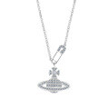 S925 Sterling Silver Saturn Rhinestone Paperclip Collarbone Necklace-0-3