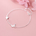 wholesale S925 Silver Women's Japanese Korean Style Small Fresh Cute Brushed Butterfly Girly Hand Accessory S3482-0-0