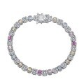 wholesale S925 Sterling Silver Cross-Border European and American High-End Feeling Colorful Zircon Inlaid Full Diamond Light Luxury Valentine's Day Gift Bracelet-0-6