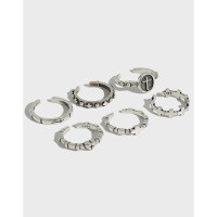 wholesale S925 Sterling Silver Korean-style Ins Vintage Antiquated Cross Heart Adjustable Ring for Women-JT329【Type D】 Adjustable opening