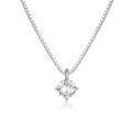 wholesale S925 Sterling Silver Cross-Border Hot-Selling Simple Ins Style Single Zircon Four-Prong Pendant Necklace-0-4