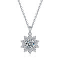 S925 Silver Pendant with 05ct Moissanite Necklace for Women, Classic Round Snowflake Design, Drop Shipping-0-3