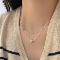 wholesale S925 Sterling Silver Constant Round Bead Double-Layer Snake Chain Necklace for Women, New Minimalist Light Luxury Layering Collarbone Chain-40+5CM (full sterling silver)