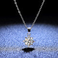 925 Sterling Silver 1-Carat Moissanite Pendant Necklace, Classic Four-Prong Women's Clavicle Chain-0-2