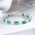 wholesale 925 Sterling Silver Emerald Bracelet for Women Single 1 Carat Emerald Cut Zircon High Carbon Diamond Ruby Bracelet Wholesale-0-0