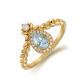 wholesale S925 Silver Plated with 14k Gold, Dunli Jewelry Petite Fresh Sweet Style Rose Quartz/Sky Blue Topaz Ring-0-4