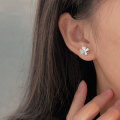 wholesale S999 Silver Korean Style Classic Four-Leaf Clover Ear Studs for Women, Small and Exquisite, Light Luxury, Fashionable, High-End Trendy Earrings-0-4