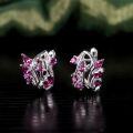 wholesale S925 Sterling Silver Natural Wind Leaf Branch Earrings with Genuine Garnet, Unique Design New Style-0-0