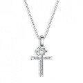 S925 Sterling Silver Wholesale Women's Cross Moissanite Square Full Diamond Collarbone Necklace-0-0
