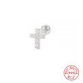 wholesale S925 Sterling Silver Single Cross Diamond-Studded Threaded Ear Stud,Ins。-0-4