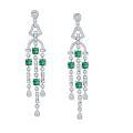 wholesale [] 925 Silver Gold Plated Artificially Synthetic Simulated Emerald Earrings with Tassels for Women, TikTok Live Hot Sale-0-0