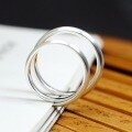wholesale 990 Sterling Silver Vintage Matte Finish Plain Band Ring for Women, Pure Silver Couple's Matching Gift Index Finger Ring Adjustable for Men-0-1
