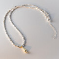 wholesale S925 Sterling Silver Gold and Silver Two-Tone Waterdrop Crushed Silver Necklace, Y00722, Small and Exquisite, High-End, Elegant, Retro Necklace-0-4