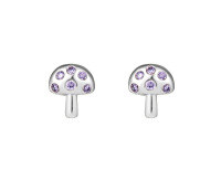 wholesale 925 Sterling Silver Single Mushroom Stud Earrings With Flat Back For Women-Platinum (single) 1.2*8mm