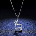 S925 Silver Pendant Christmas Reindeer Antler Moissanite Necklace-0-2