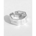 wholesale S925 Sterling Silver Irregular Concave-convex Textured Ins-style Open Adjustable Ring-0-1