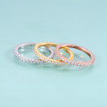 wholesale S925 Gold Plated Silver Full Diamond Ring for Women with Moissanite, Light Luxury Stackable Wedding Ring-0-1