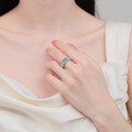 S925 Silver Moissanite Ring, 1ct Rectangular Beveled Design, Luxurious Holiday Gift-0-2