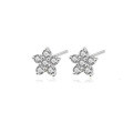 wholesale 925 Sterling Silver Small Floral Stud Earrings With Zircon, Ins Style, Wholesale In Stock-0-4