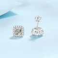 wholesale Pt950 plated S925 sterling silver moissanite stud earrings for women, factory wholesale in stock-0-1