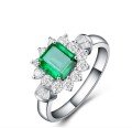 wholesale S925 Sterling Silver 2ct Synthetic Emerald 7*7 Ring for Women, Cross-Border Hot Seller on Instagram, One-Piece Drop Shipping by ShiPei Jewelry-0-5