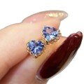 wholesale S925 Sterling Silver Blue Heart Earrings, Small and Elegant, Women's Minimalist Designer High-End Accessories-0-4