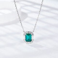 wholesale 925 Silver Cloud Tong Jewelry Small Octagon Cultivated Emerald with Baguette Zirconia Border, a Gift for Commemorative Purposes-0-1