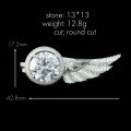 wholesale 925 Silver Gold-Plated Ring with High Carbon Diamond, Mejia Feather, Ancient Egyptian White G Color, Small and Versatile Jewelry for Women-0-1