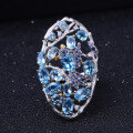 wholesale S925 Sterling Silver Secret Garden Designer Gemstone Ring with Flying Bird Design and Natural Topaz-0-0